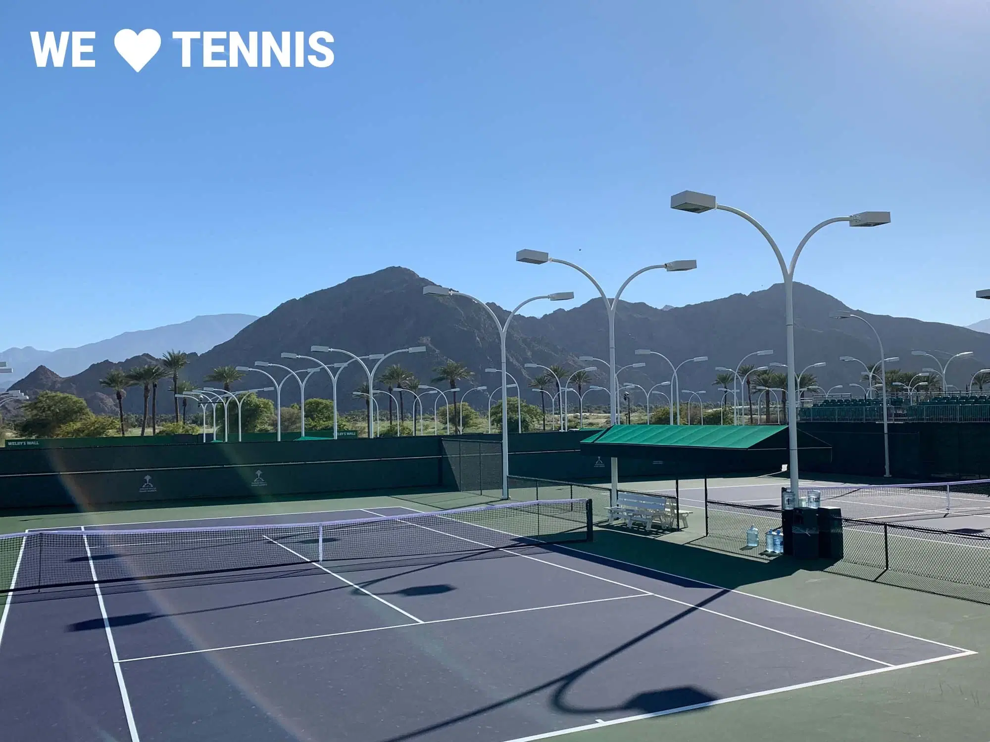 We love tennis — an empty court at Indian Wells Tennis Garden